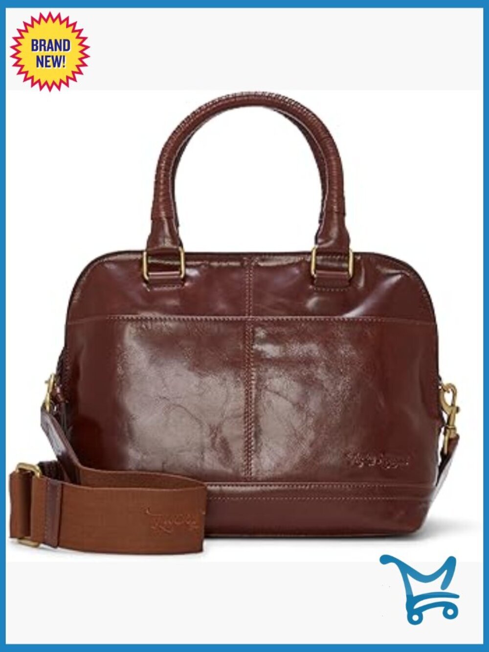 Leather Satchel with Multiple Pockets, Zipper Closure, Shoulder Strap